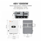 Felicity T-REX-KLP3G01 48V 10kW: front, tył i bok na białym tle; wymiary 513×693×266 mm, waga netto 38,9 kg, brutto 47,1 kg.