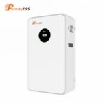 Urządzenie FELICITYESS LUX-E-48200LG03 10,5 kWh LiFePO4 pod kątem: okrągły monitor, biały front i boczne wnęki, na białym tle.